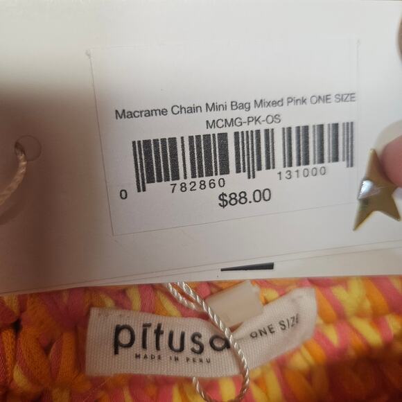 NWT Pitusa Macrame Chain Mini Bag Mixed Pink - Picture 5 of 9